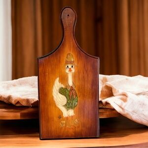 Vintage Hand Painted Bread Board 1986 Country Dressed Goose Decorative